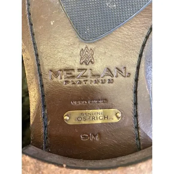 Mezlan Platinum Brown Ostrich Oxford Shoes Size 9M